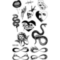 Foglio di adesivo per tatuaggio temporaneo impermeabile teschio gotico serpente arte del corpo - Stile SS109 (SS109)
