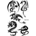 Cool black dragon temporary tattoo stickers set, perfect for body art and cool styling. - SS1316