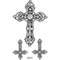 Tatuaggio temporaneo croce gotica adesivo motivo bianco e nero arte del corpo design impermeabile - SS927