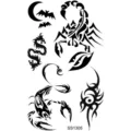 Temporary tattoo sticker featuring cool scorpion and tribal dragon designs for body art. - SS1305 / 9.8x5.8cm
