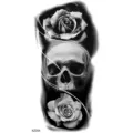 Adesivo per tatuaggio temporaneo teschio gotico e rosa nero bianco per braccio gamba arte - XZ054 (Rosa Teschio)