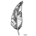 Geometric feather temporary tattoo sticker black line minimalist style back hand body art - SS224