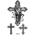 Adesivo tatuaggio temporaneo croce, mani preghiera gotico arte corporea impermeabile variante. - SS928