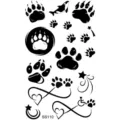 Foglio di adesivi per tatuaggi temporanei impermeabili con impronte di zampe e cuore infinto - Stile SS110 (SS110)