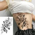 Rosa fiore adesivo tatuaggio temporaneo nero dotwork arte corporea per braccio gamba - LZ133