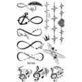 Foglio di tatuaggi temporanei impermeabili con simbolo infinito e note musicali per dita. - Stile SS164 (SS164)