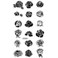 Set di adesivi per tatuaggi temporanei con rosa nera, body art floreale minimalista. - HS366
