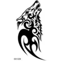 Pegatina de tatuaje temporal de lobo tótem en blanco y negro para mano o cuello, transferencia de agua. - Totem de Lobo(SS1228)