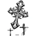 Feuille d'autocollants de tatouage temporaire croix gothique noire art corporel punk - SS930