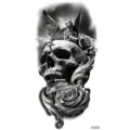Autoadesivo del tatuaggio temporaneo teschio rosa angelo impermeabile braccio gamba - XZ035 (Teschio Angelo)