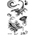 Cool scorpion tattoo sticker set gothic dragon cat skull temporary body art decals - SS1308 / 9.8x5.8cm