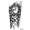 Pegatina de tatuaje de reloj gótico en blanco y negro, diseño de transferencia corporal genial. - Cruz de Reloj Gótico(SS1230)