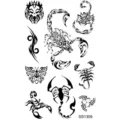 Black scorpion temporary tattoo sticker sheet tribal skull body art waterproof cool style. - SS1309 / 9.8x5.8cm