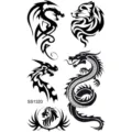 Tribal dragon wolf lion temporary tattoo sticker sheet waterproof body art variant - SS1320