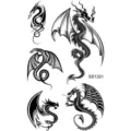 Black dragon temporary tattoo stickers set, versatile flash body art for hand and neck. - SS1321