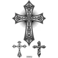 Croix tatouage temporaire autocollant style gothique art corporel noir imperméable - SS932