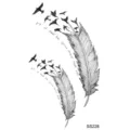 Temporary tattoo sticker featuring elegant feather and flying bird sketch designs for body art. - SS228