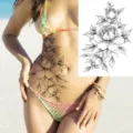 Adesivo per tatuaggio temporaneo floreale da donna, sexy design artistico per corpo taglia. - LZ136