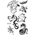 Dragon temporary tattoo sticker set variant, tribal black totems body art design SKU. - SS1322