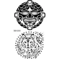 Pegatina de tatuaje temporal tribal lobo negro y máscara para arte corporal piel impermeable - Máscara Tribal Lobo(SS1233)