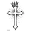 Autocollant de tatouage temporaire croix couronne gothique pour bras ou cou. - SS935