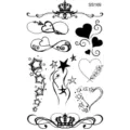 Foglio di tatuaggio temporaneo impermeabile con motivi di infinito, cuore, stella e corona. - Stile SS169 (SS169)