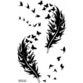 Black feather and flying birds temporary tattoo sticker body art design SKU SS232 for arm leg - SS232