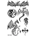 Waterproof temporary dragon tattoo sticker set featuring cool black tribal designs for body art. - SS1325