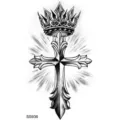 Tatouage temporaire avec un design de croix et couronne gothique pour main et cou. - SS936