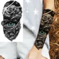 Adesivo tatuaggio temporaneo rosa occhio blu impermeabile braccio arte corporea 1pz - XZ062 (Rosa Occhio)