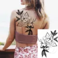 Adesivo per tatuaggio temporaneo con un design floreale di peonia geometrica per il braccio. - LZ139