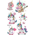 Foglio di tatuaggi temporanei unicorno simpatici adesivi arte corporea variante stile - SW21