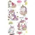 Grazioso foglio adesivo tatuaggio temporaneo unicorno cartone animato per corpo mano - SW23