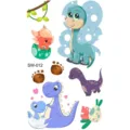Foglio di adesivi con simpatici dinosauri cartoni animati per tatuaggi temporanei bimbi. - SW012 Dinosauro