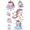 Simpatico foglio di adesivi per tatuaggi temporanei unicorno per mano e collo art - SW24