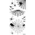 Halloween tatuaggio temporaneo adesivo ragno nero ragnatela pipistrello arte corpo spaventosa - MZ346