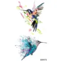 Set di adesivi per tatuaggi temporanei colibrì acquerello, body art animale artistico per braccia. - Motivo Colibrì (SW473) / 9.8x5.8cm
