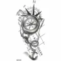Adesivo tatuaggio temporaneo con bussola ancora e mappa design per arte corporea braccio impermeabile. - NZ1319 Stile Bussola Nautica / 19.8x9.6CM