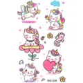 Cute cartoon unicorn temporary tattoo sticker sheet, waterproof body art for kids and girls. - SW26
