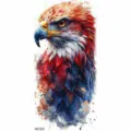 Adesivo per tatuaggio temporaneo con aquila ad acquerello, design d'arte per il corpo del braccio. - Aquila (NZ1221)