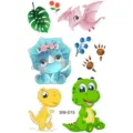 Colorful cartoon dinosaur temporary tattoo sticker variant for kids body art decoration. - SW015 Dinosaur