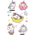 Cute cartoon unicorn temporary tattoo sticker sheet for hand neck body art decoration. - SW27