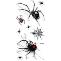 Halloween temporary spider tattoo sticker variant, black and red spooky body art design. - MZ348