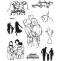 Foglio di adesivi per tatuaggi in bianco e nero minimalista con motivi familiari per body art. - HM029 (Tema Famiglia)