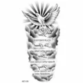 Adesivo per tatuaggio da braccio temporaneo con colomba angelo e design di citazione religiosa. - NZ1139 Stile Scrittura Angelo Colomba / 19.8x9.6CM