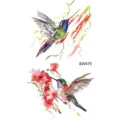 Adesivo per tatuaggio temporaneo colibri acquerello arte corporea floreale per braccio - Motivo Colibrì (SW475) / 9.8x5.8cm