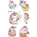 Cute cartoon unicorn temporary tattoo stickers for kids and adults, colorful body art design. - SW28