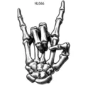 Adesivo per tatuaggio mano di scheletro in bianco e nero, design rock gotico cool. - HL066