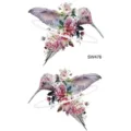 Colibrì rosa fiore tatuaggio temporaneo adesivo per mano braccio collo arte corpo. - Motivo Colibrì (SW476) / 9.8x5.8cm