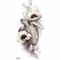 Waterproof sea turtle flower temporary tattoo sticker for arm body art decoration chic design - Turtle and Floral Style (NZ641) / 19.8x9.6CM